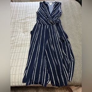 Size XL navy blue and white ankle jumpsuit